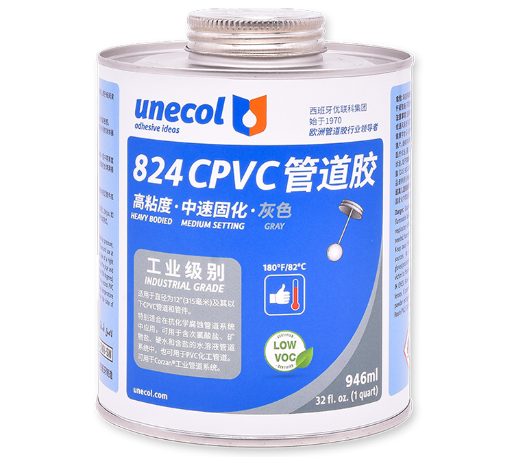 優(yōu)聯(lián)科unecol824膠水 824CPVC管道膠 灰色